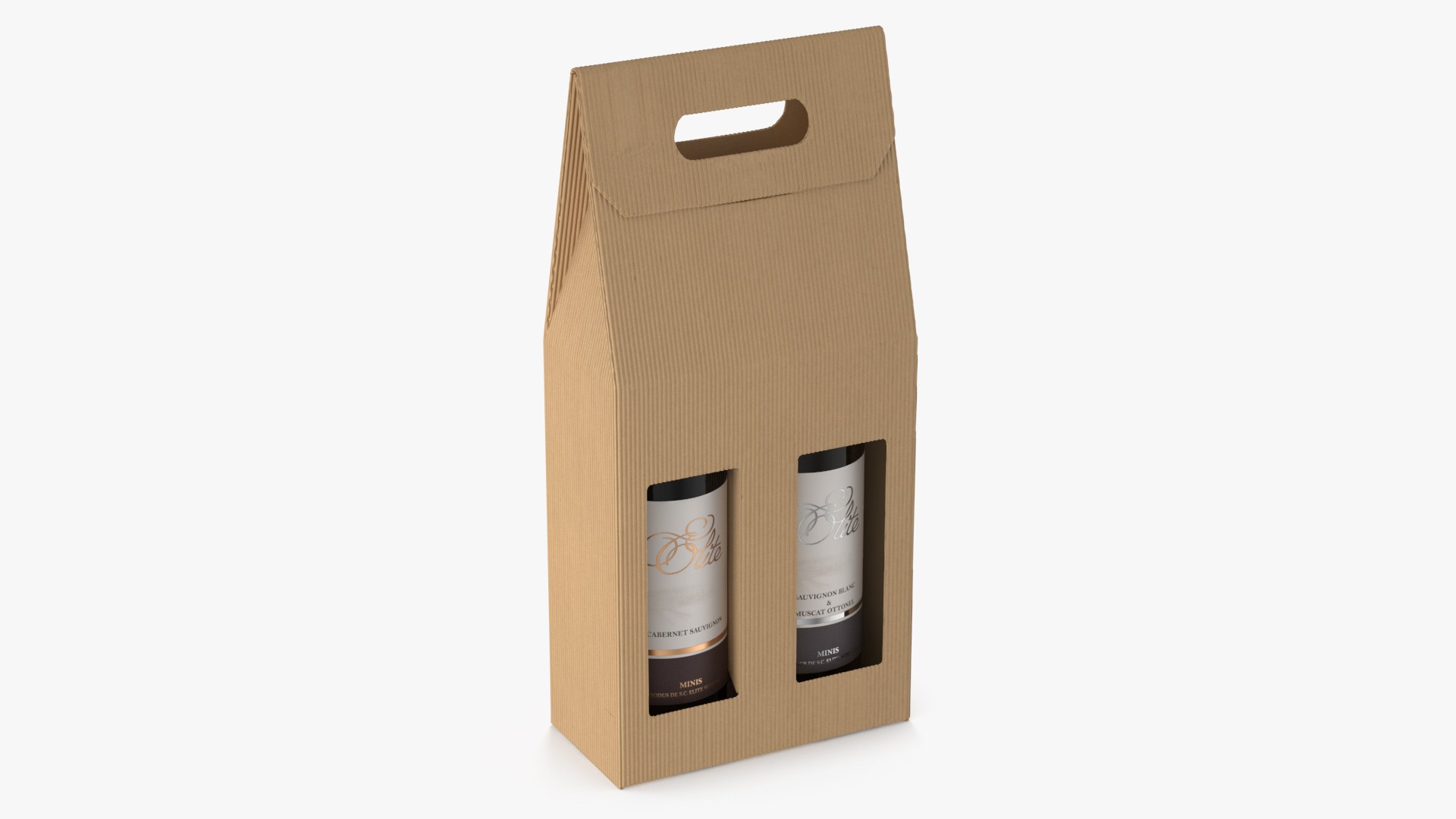 Cardboard Craft Two Bottle Box 3D model preview