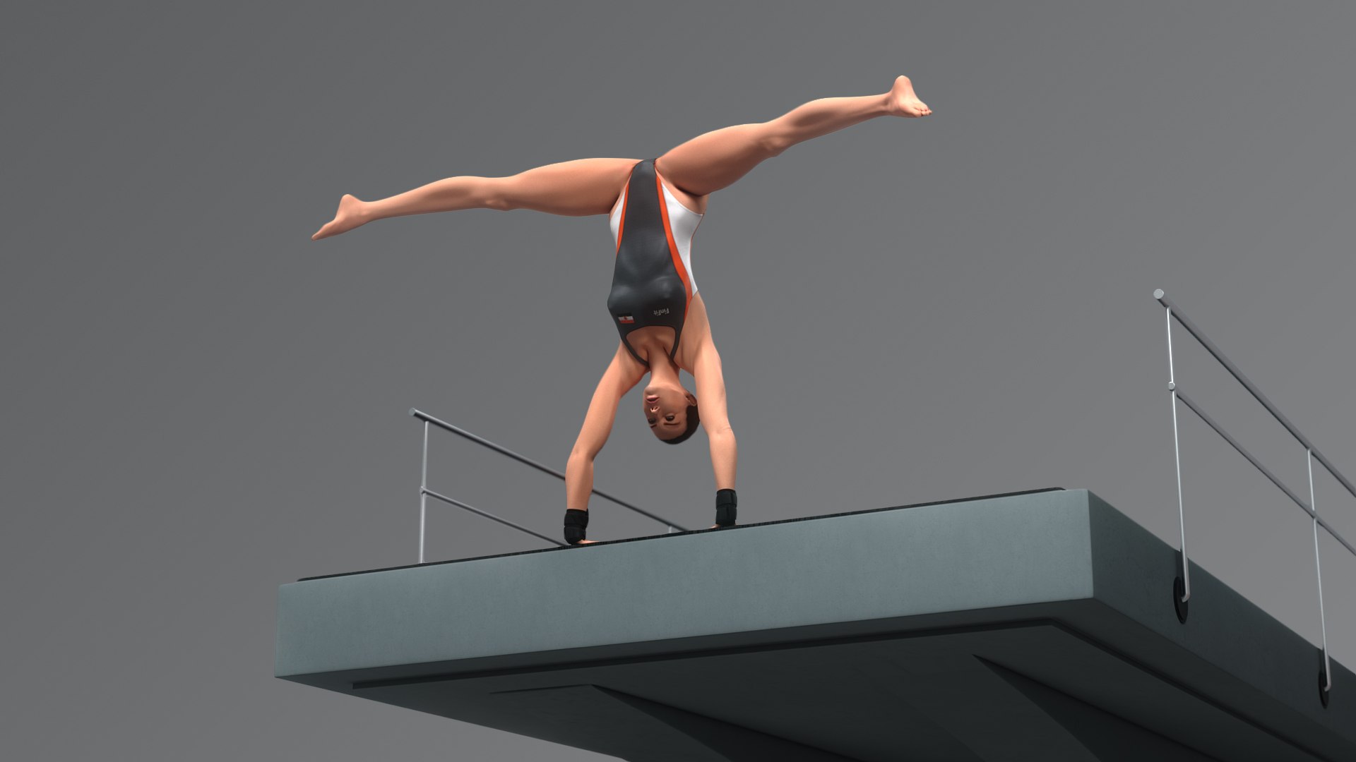 Female Diver Platform Animated HQ Model - TurboSquid 2195291