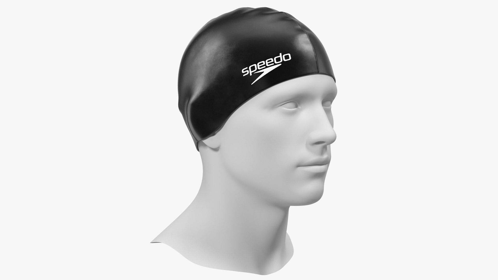 Speedo Black Silicone Swimming Cap on Mannequin 3D model preview