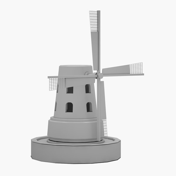 3D модель Низкополигональная средневековая ветряная мельница 02 ...