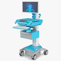 Medical Workstation Cart with Active Screen