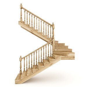 3D model wooden stairs
