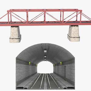 3D Subway Tunnel and Railway Bridge model