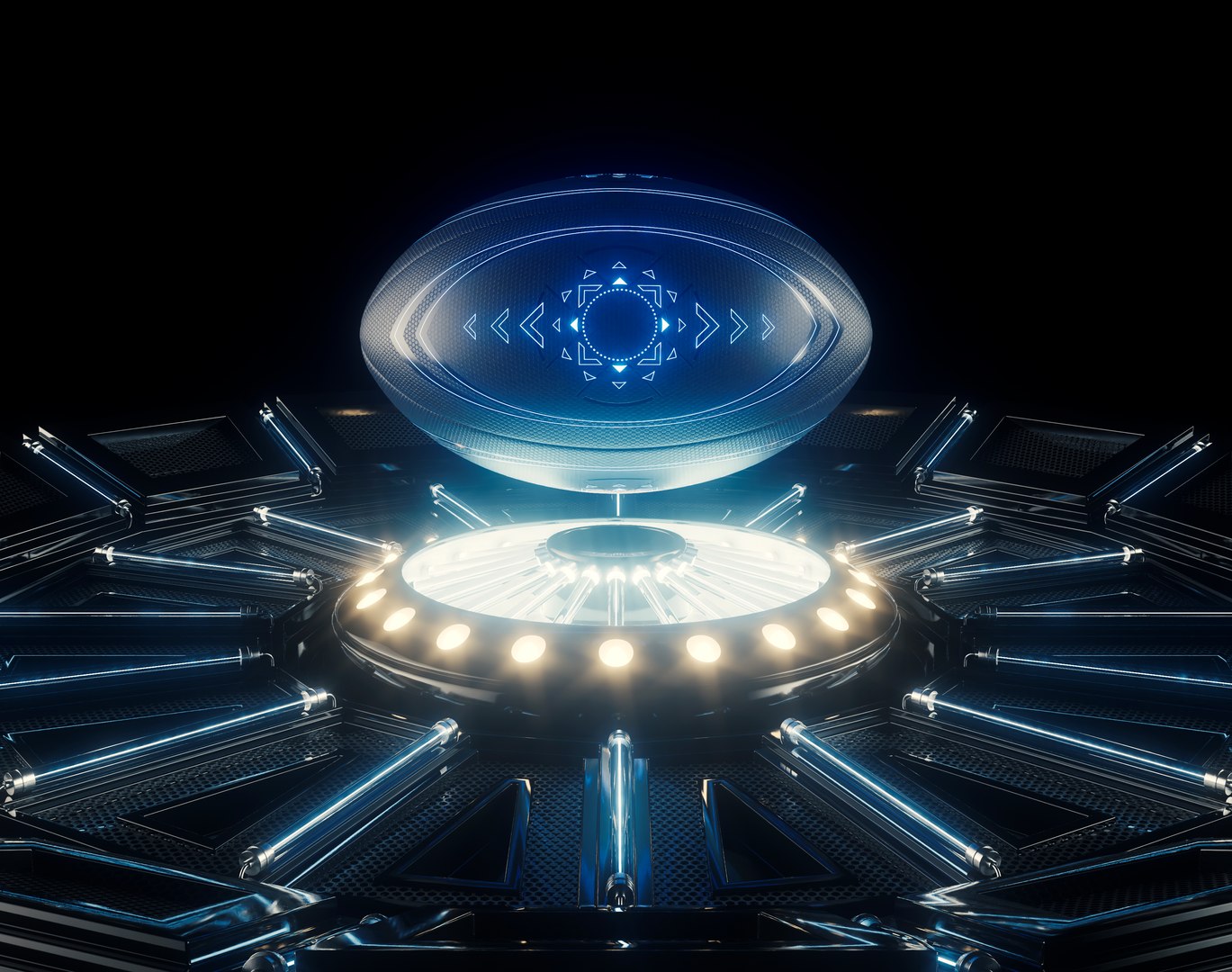 3D Futuristic Rugby Ball And Stage Model - TurboSquid 2085744