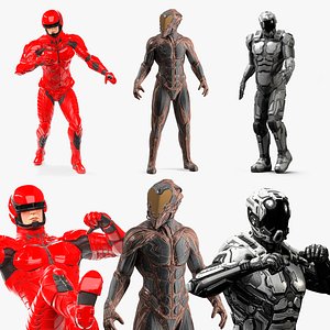 Rigged Futuristic Armored Soldiers Collection