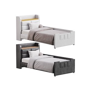 3D Twin Size Upholstered Platform Bed model