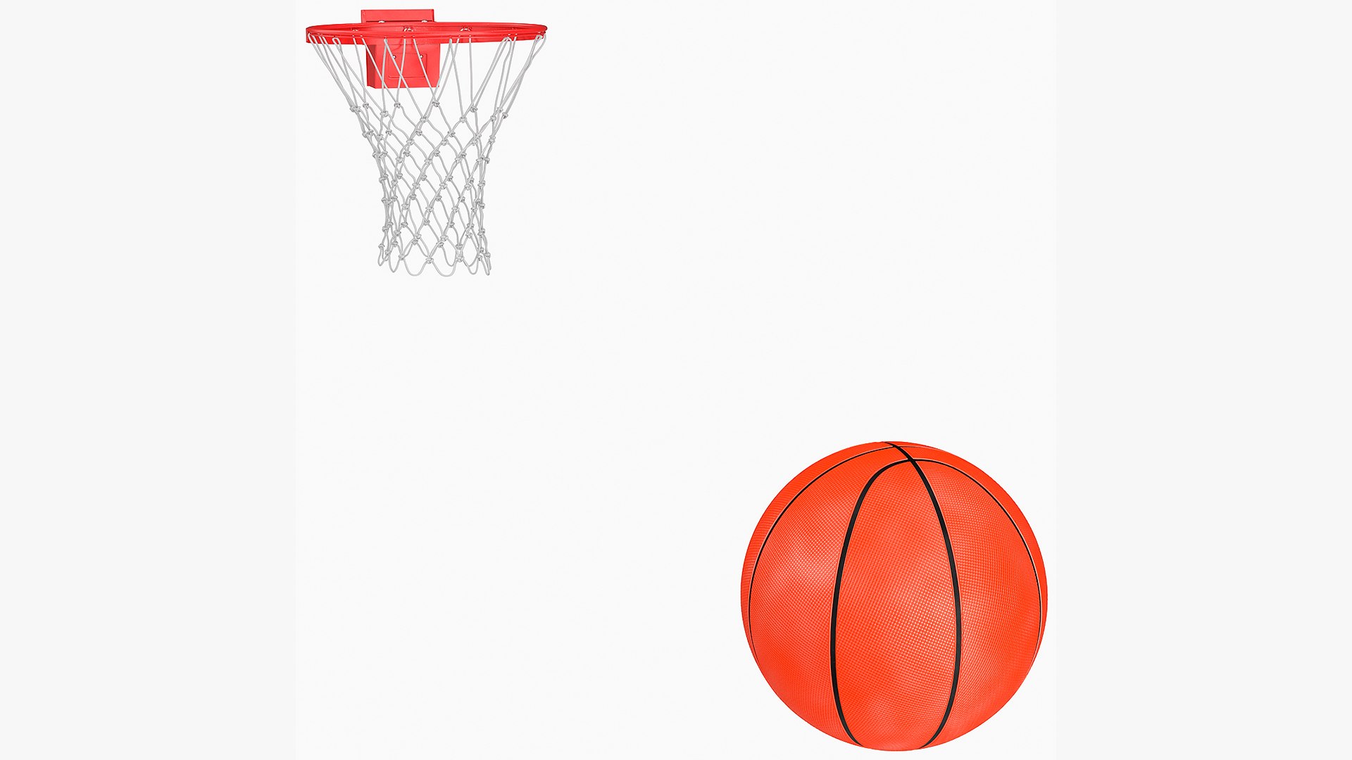 Animated Basketball Falls Through the Net 3D model preview