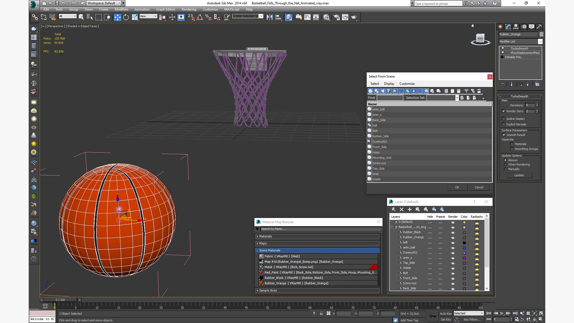 Animated Basketball Falls Through The Net Model - TurboSquid 1941824