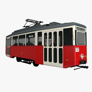 Classic Red Tram 3D model