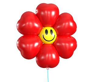 Balloon Inflatable Red Flower with Smiley PBR