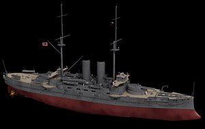 Japanese battleship Mikasa 3D