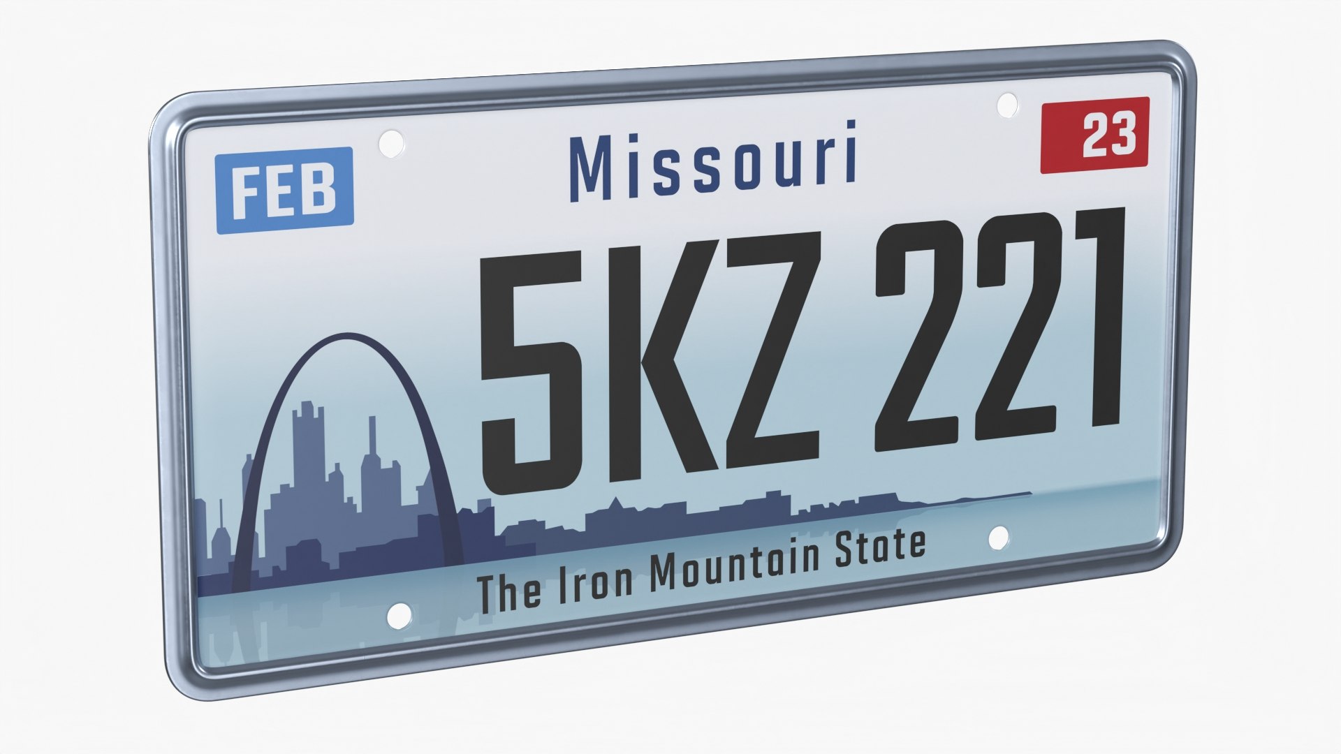Missouri License Urban Car Plate 2023 with Gateway Arch 3D model preview