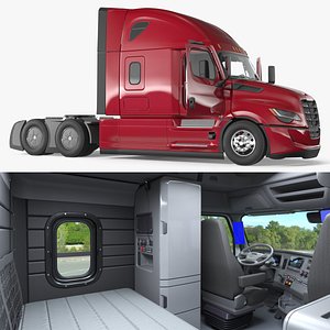 3D Heavy Duty Sleeper Cab Semi Tractor Rigged for Cinema 4D model