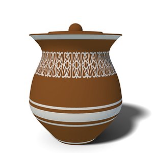 Earthen Pot with Lid 3D