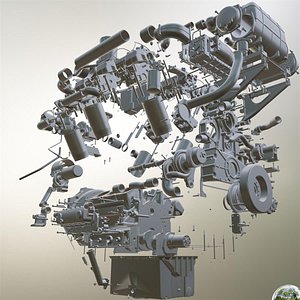 3D Ship Engine Parts