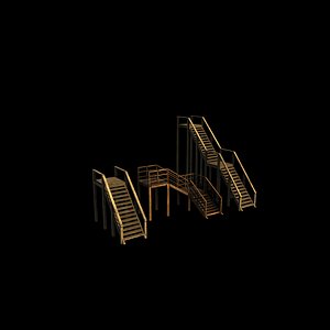 Old Wooden Stairs 05 3D model 3D model