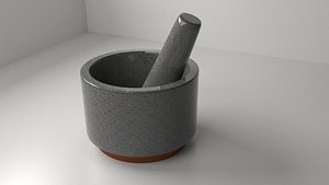 3D ceramic stone mortar pestle model