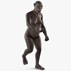 Prehistoric Human Ancestor Female Sculpture Rigged for Cinema 4D