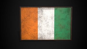Old Picture Frame With Cote d Ivoire Flag - Game Ready PBR Low-poly 2