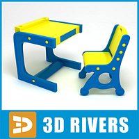 Kids table with chairs 07 by 3DRivers