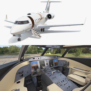 Challenger 650 Business Jet with Interior 3D model
