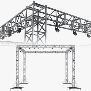 Stage Truss System With LED Lights 1 3D model