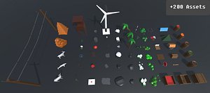 3d model animals bushes trees