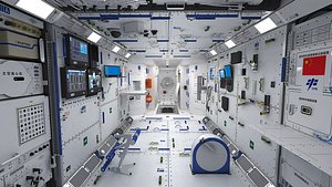 Internal structure of Tianhe core module China Tiangong space station 3D model