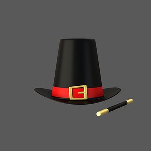Magic Hat And Wand V04 3D model