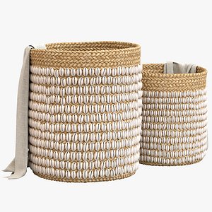 Bazar Bizar Natural Coastal seashell basket