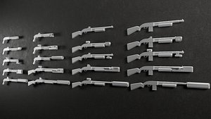 Low Poly Shotgun-style -20 Variations Game Ready 3D model