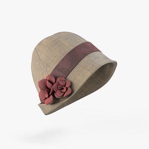 Vintage Woman Cloche Hat 3D model