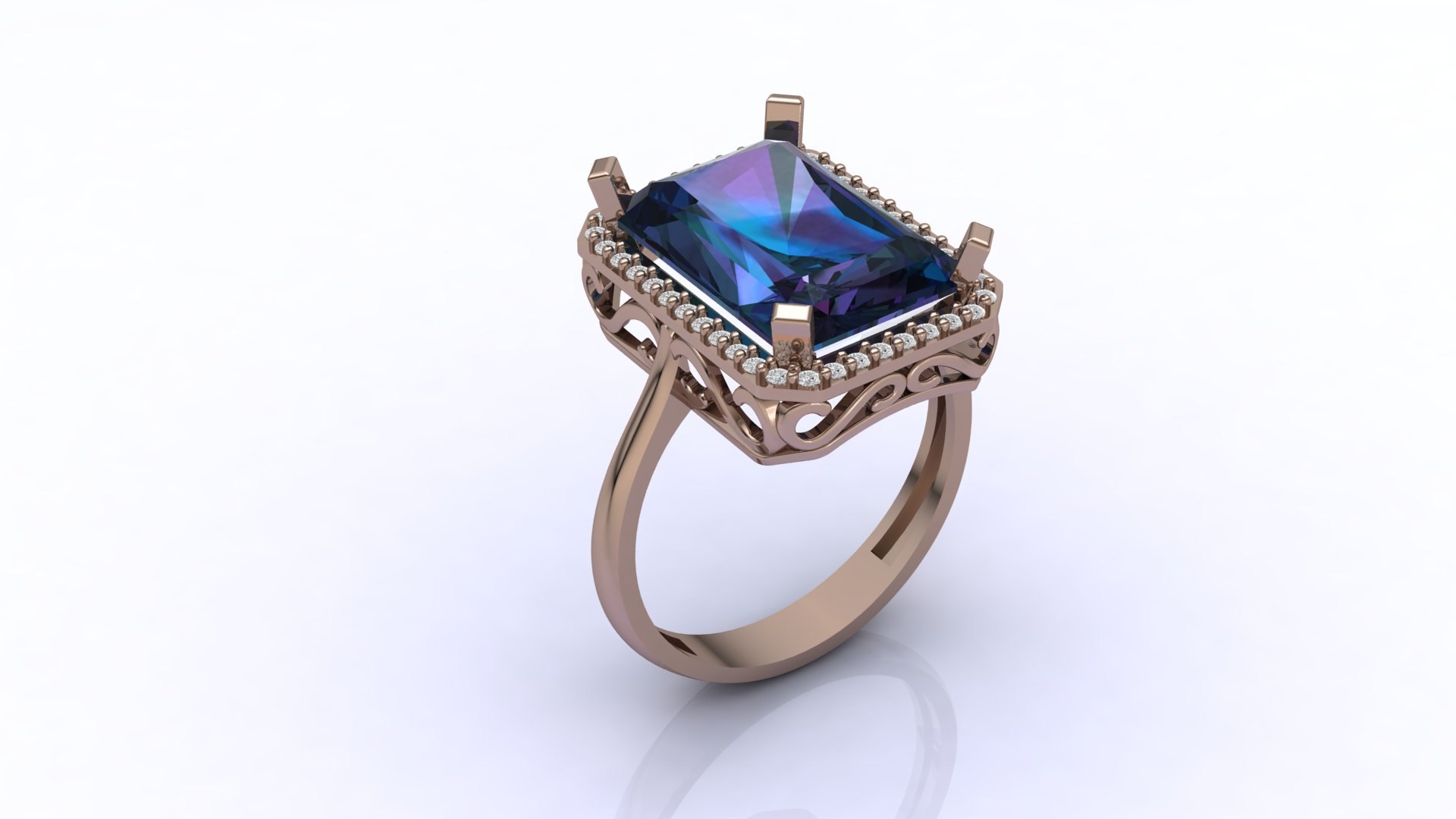 3D 3 Models Radiant Oval Round Big Stone STL 3DM Women Rings 3D Model ...