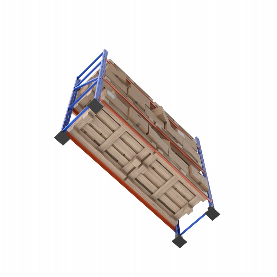3D Model Metal Shelf Pallet Rack And Cardboard Boxes - TurboSquid 2161161