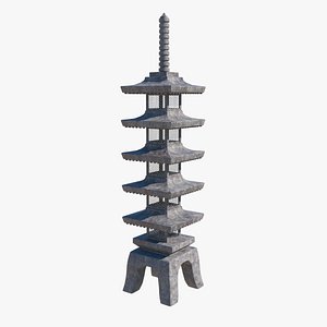 Japanese Stone Pagoda Lantern Game Ready PBR Asset