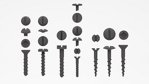 3D set bolts screws