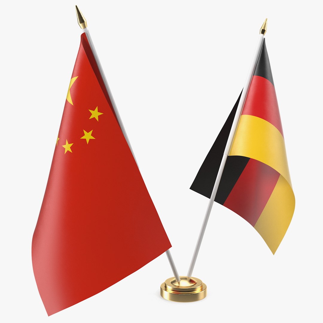 Table Flags Germany and China 3D model preview