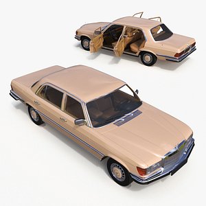 3D Mercedes Benz 350 SE Yellow Rigged model