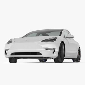 Snow Chains on Tesla Wheels Rigged for Cinema 4D