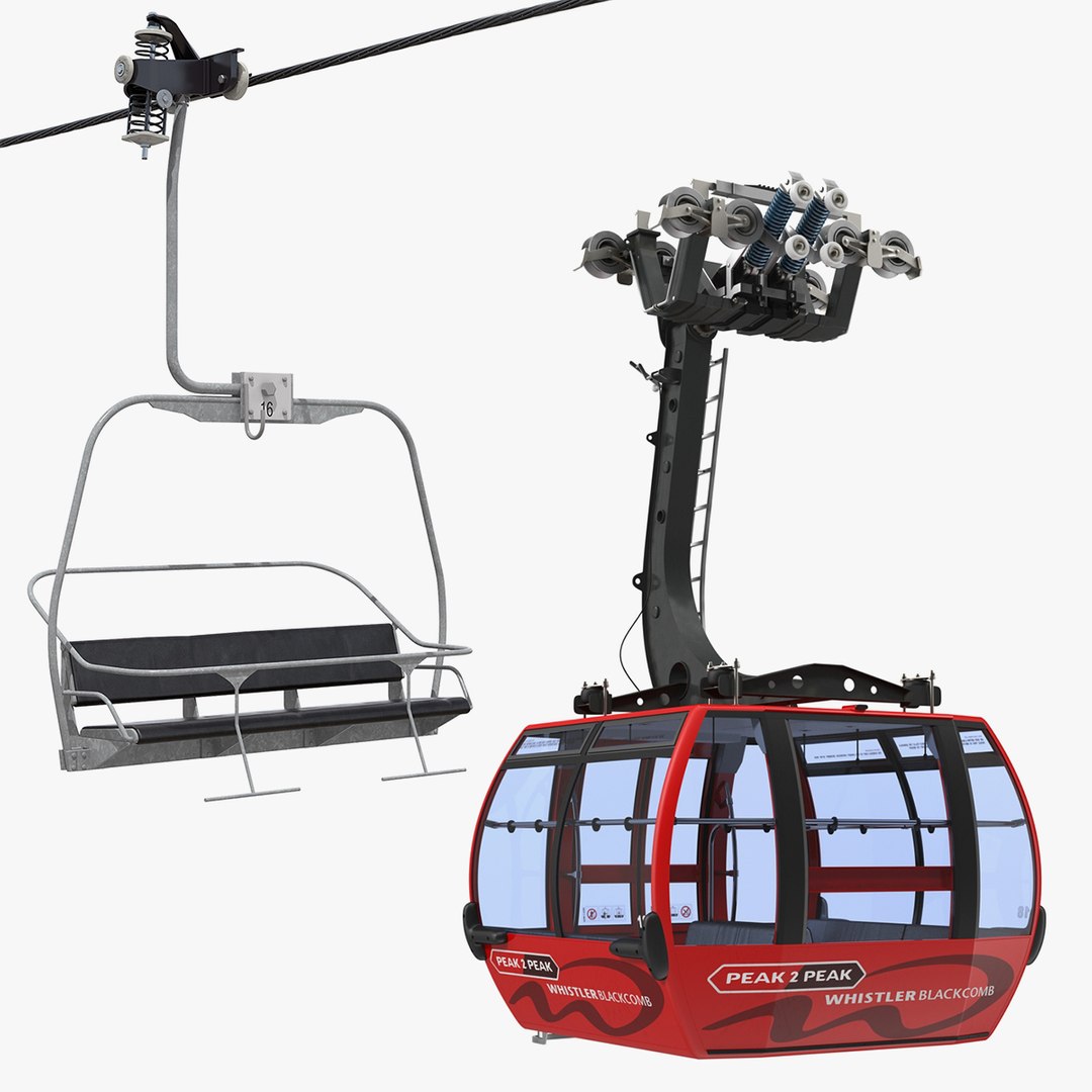 Ski Lift and Cabin 3D Models Collection 3D model preview