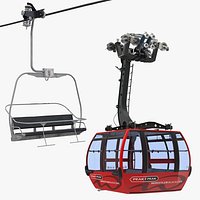 Ski Lift and Cabin 3D Models Collection