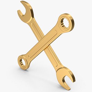 3D Gold Wrench Settings Symbol model