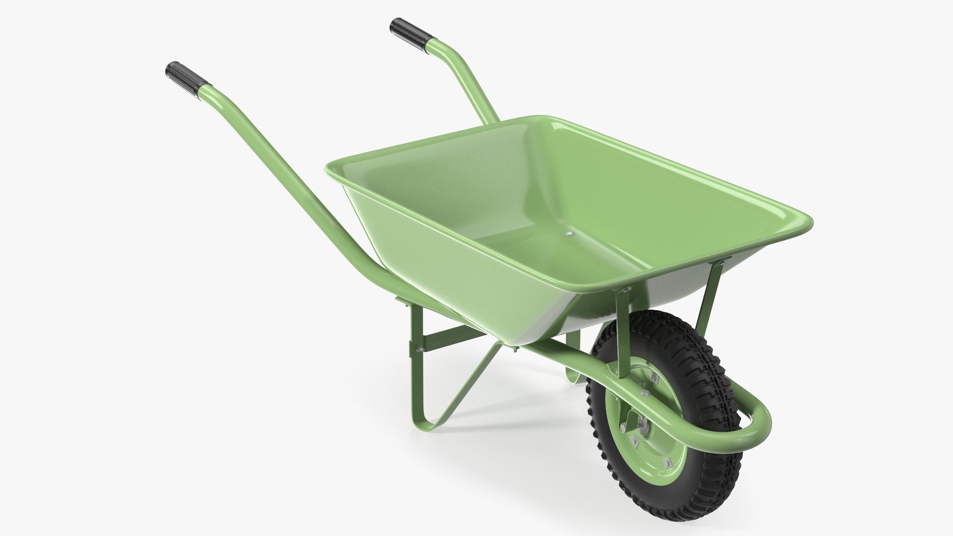 Single Wheel Construction Trolley Green 3D model preview