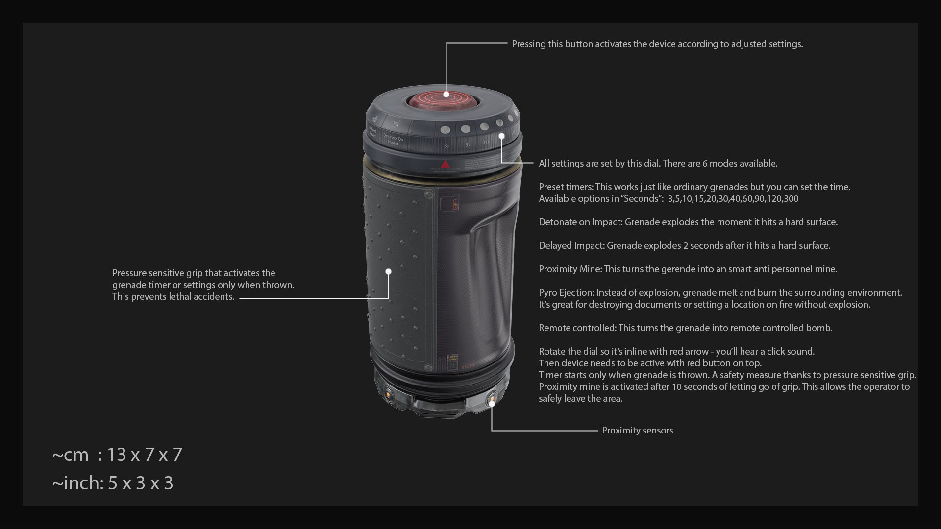3D sci fi grenade https://p.turbosquid.com/ts-thumb/u2/ZmiUjA/GGb0reCn/measurments/jpg/1524650222/1920x1080/fit_q87/502a8414bdb2c83832c48c980ad41ce43caf3eb6/measurments.jpg
