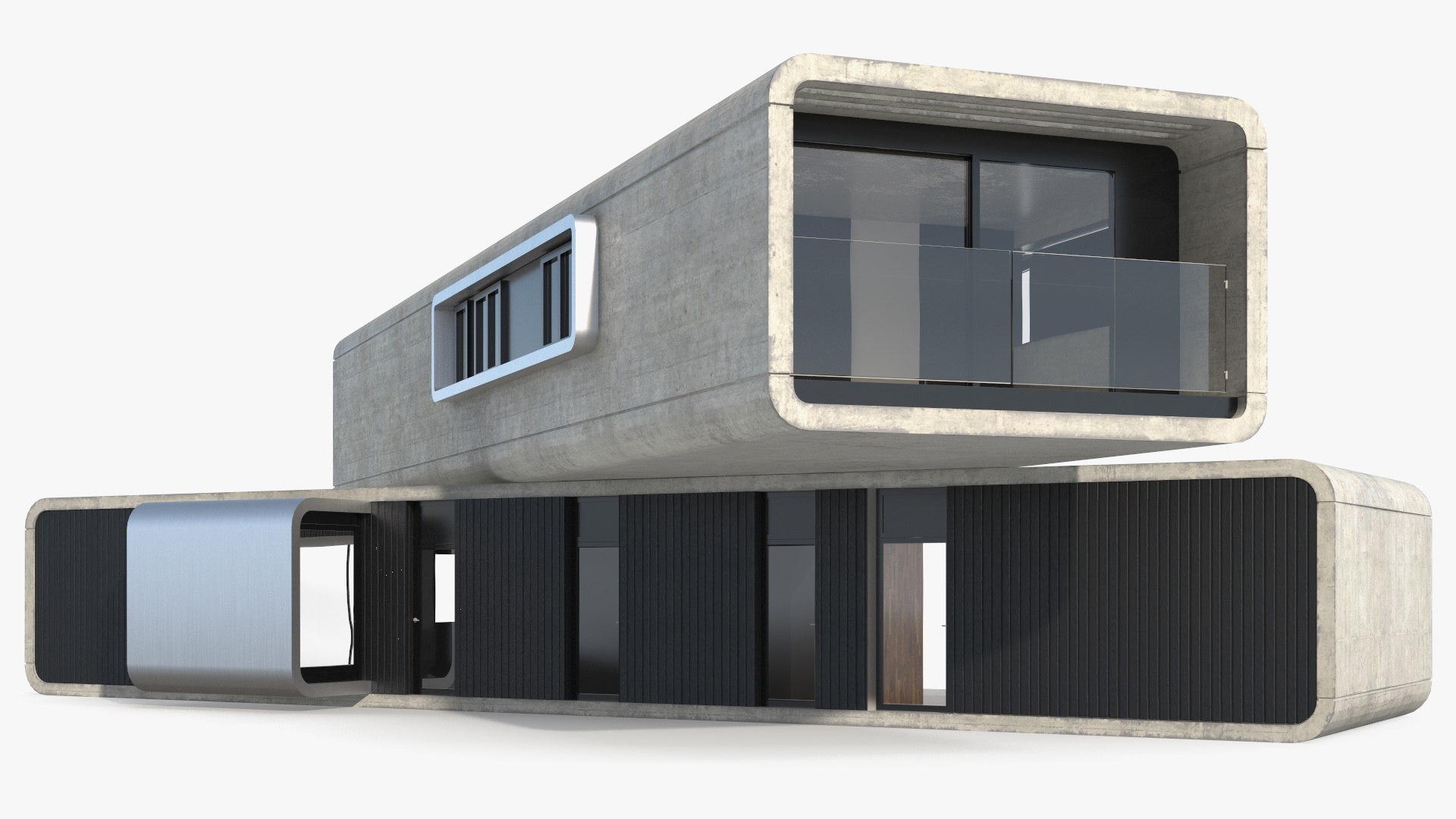 Concrete Modernist House 3D model preview
