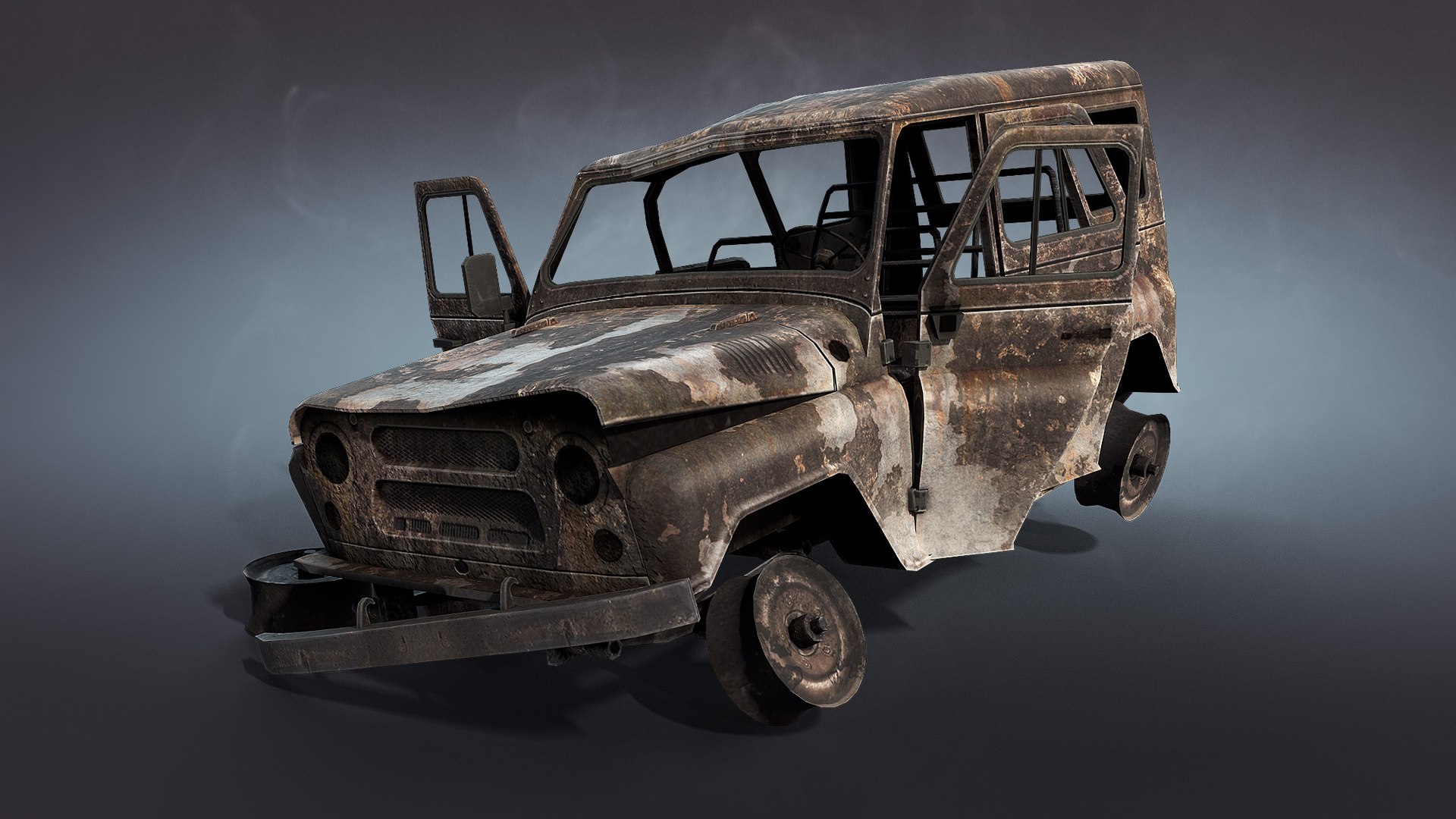 Wrecked Soviet Military Vehicles Set model https://p.turbosquid.com/ts-thumb/u2/n7zfm3/PR/01_uaz3151_military_burnt_preview/jpg/1622399686/1920x1080/fit_q87/c8b410951ce65b81e70464e8d2688d1032240d01/01_uaz3151_military_burnt_preview.jpg