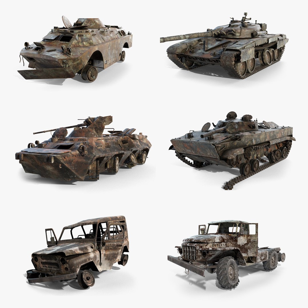 Wrecked Soviet Military Vehicles Set model https://p.turbosquid.com/ts-thumb/u2/n7zfm3/ks/soviet_military_vehicles_wrecked_collection_2/jpg/1622400095/1920x1080/fit_q87/087e1dbb6a90616d3209267f08d250e16853b582/soviet_military_vehicles_wrecked_collection_2.jpg