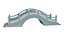 Stone Arch Bridge 3D Model - Chinese Stepped Footbridge with Balustrade for Garden Pond