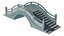 Stone Arch Bridge 3D Model - Chinese Stepped Footbridge with Balustrade for Garden Pond