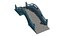 Stone Arch Bridge 3D Model - Chinese Stepped Footbridge with Balustrade for Garden Pond
